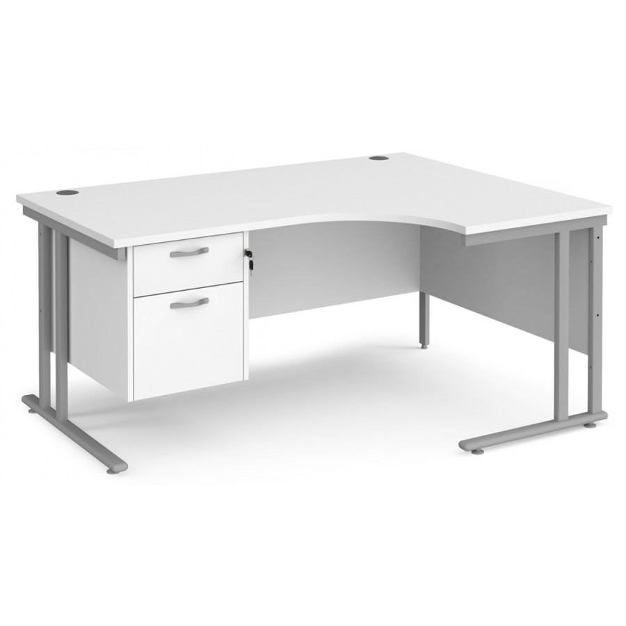 Maestro Cantilever Leg Corner Desk with Two Drawer Pedestal